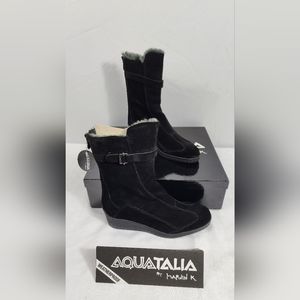 NIB AQUATALIA WEATHERPROOF "DAWN 2" BLACK SUEDE BOOTS SIZE 7, WOMEN'S